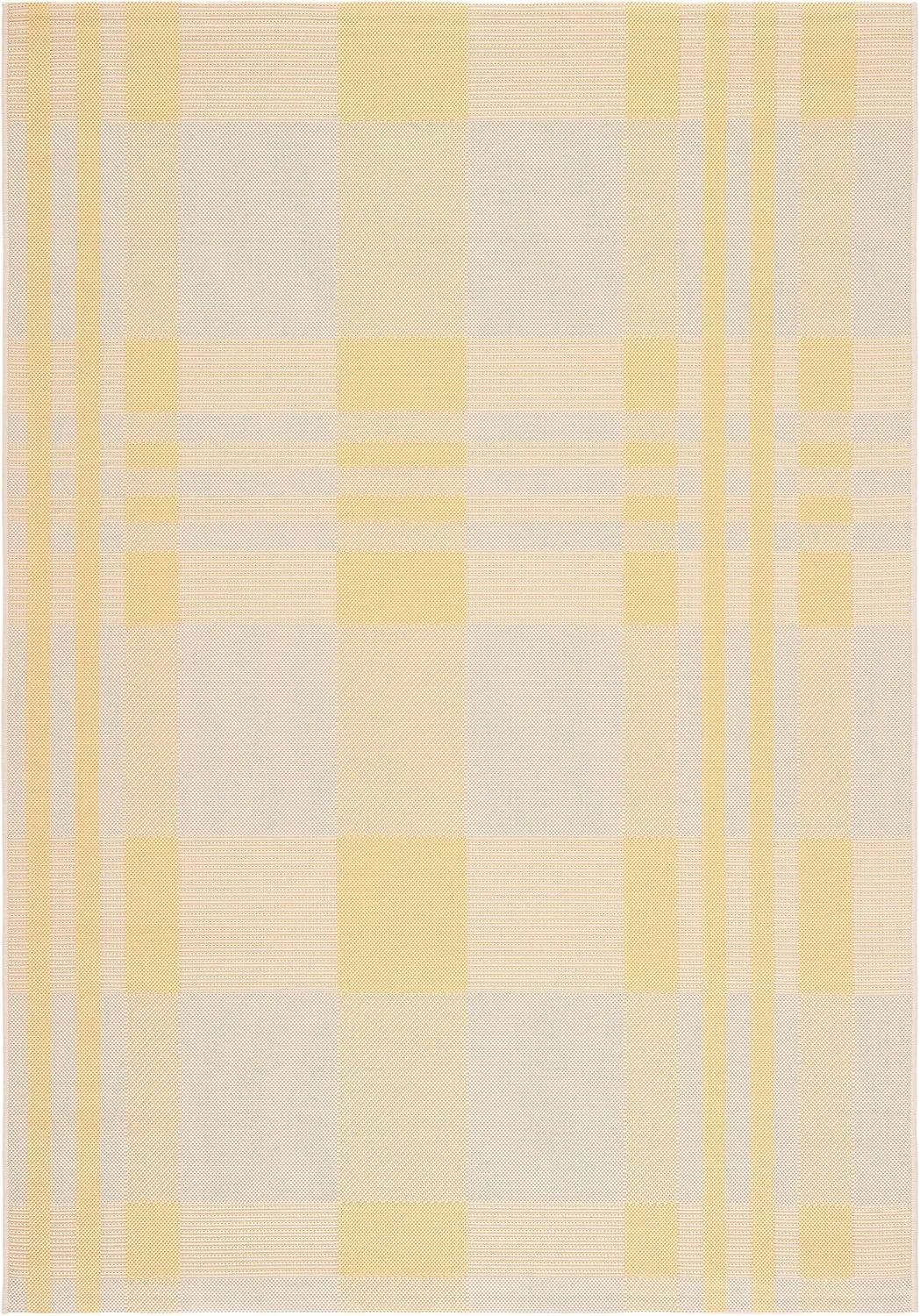 SAFAVIEH Courtyard Collection Area Rug - 5'3" x 7'7", Gold & Beige, Indoor/Outdoor, Plaid Pattern, Weather Resistant & Washable, Ideal for Patio, Backyard, Mudroom, Deck, Dining Space (CY6201-306)