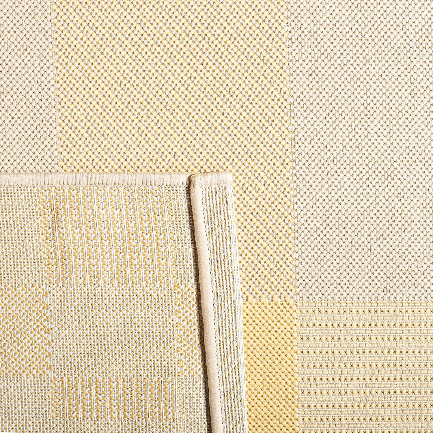 SAFAVIEH Courtyard Collection Area Rug - 5'3" x 7'7", Gold & Beige, Indoor/Outdoor, Plaid Pattern, Weather Resistant & Washable, Ideal for Patio, Backyard, Mudroom, Deck, Dining Space (CY6201-306)