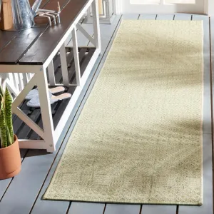 SAFAVIEH Courtyard Collection Runner Rug - 2'3" x 6'7", Beige & Green, Moroccan Design, Non-Shedding & Easy Care, Indoor/Outdoor & Washable-Ideal for Patio, Backyard, Mudroom (CY6235-21812)