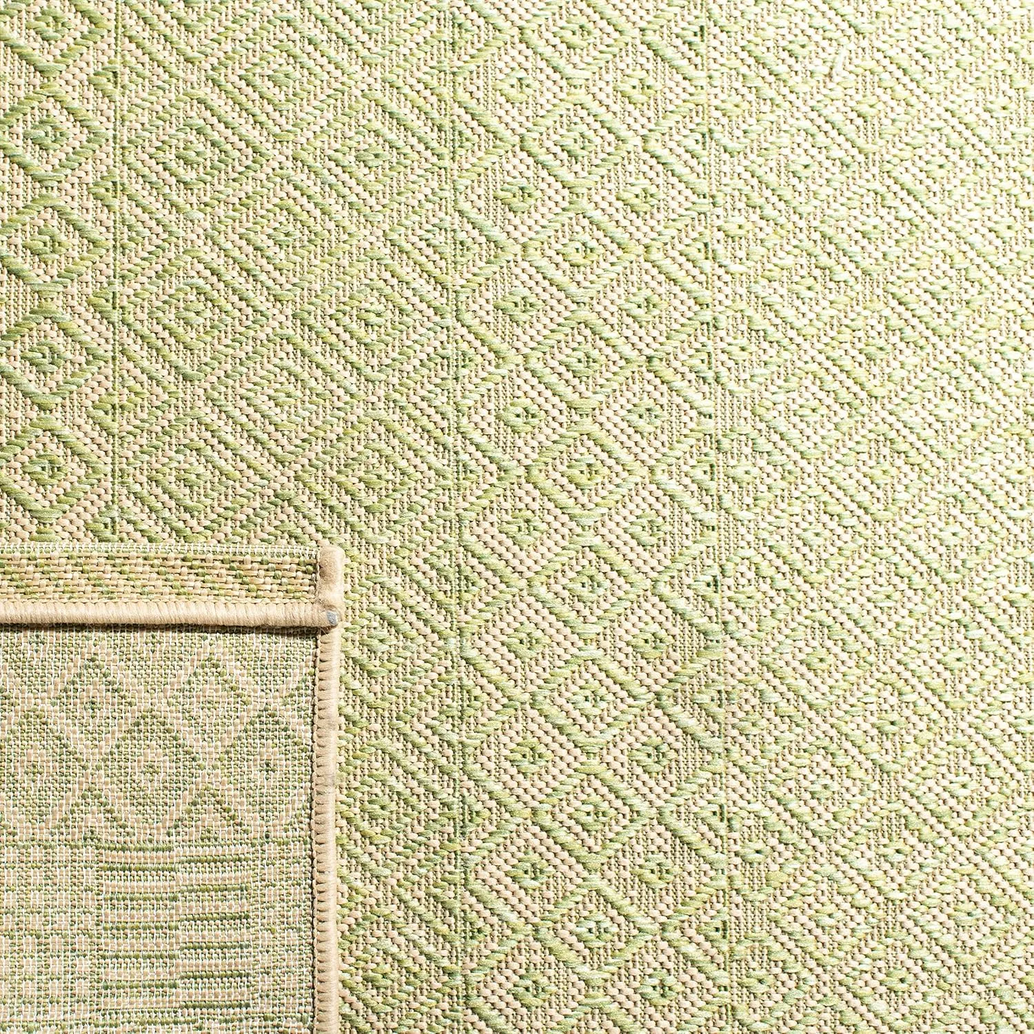 SAFAVIEH Courtyard Collection Runner Rug - 2'3" x 6'7", Beige & Green, Moroccan Design, Non-Shedding & Easy Care, Indoor/Outdoor & Washable-Ideal for Patio, Backyard, Mudroom (CY6235-21812)