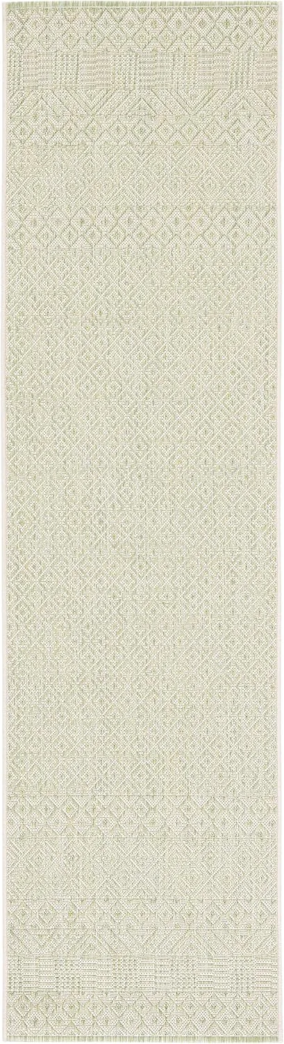 SAFAVIEH Courtyard Collection Runner Rug - 2'3" x 6'7", Beige & Green, Moroccan Design, Non-Shedding & Easy Care, Indoor/Outdoor & Washable-Ideal for Patio, Backyard, Mudroom (CY6235-21812)