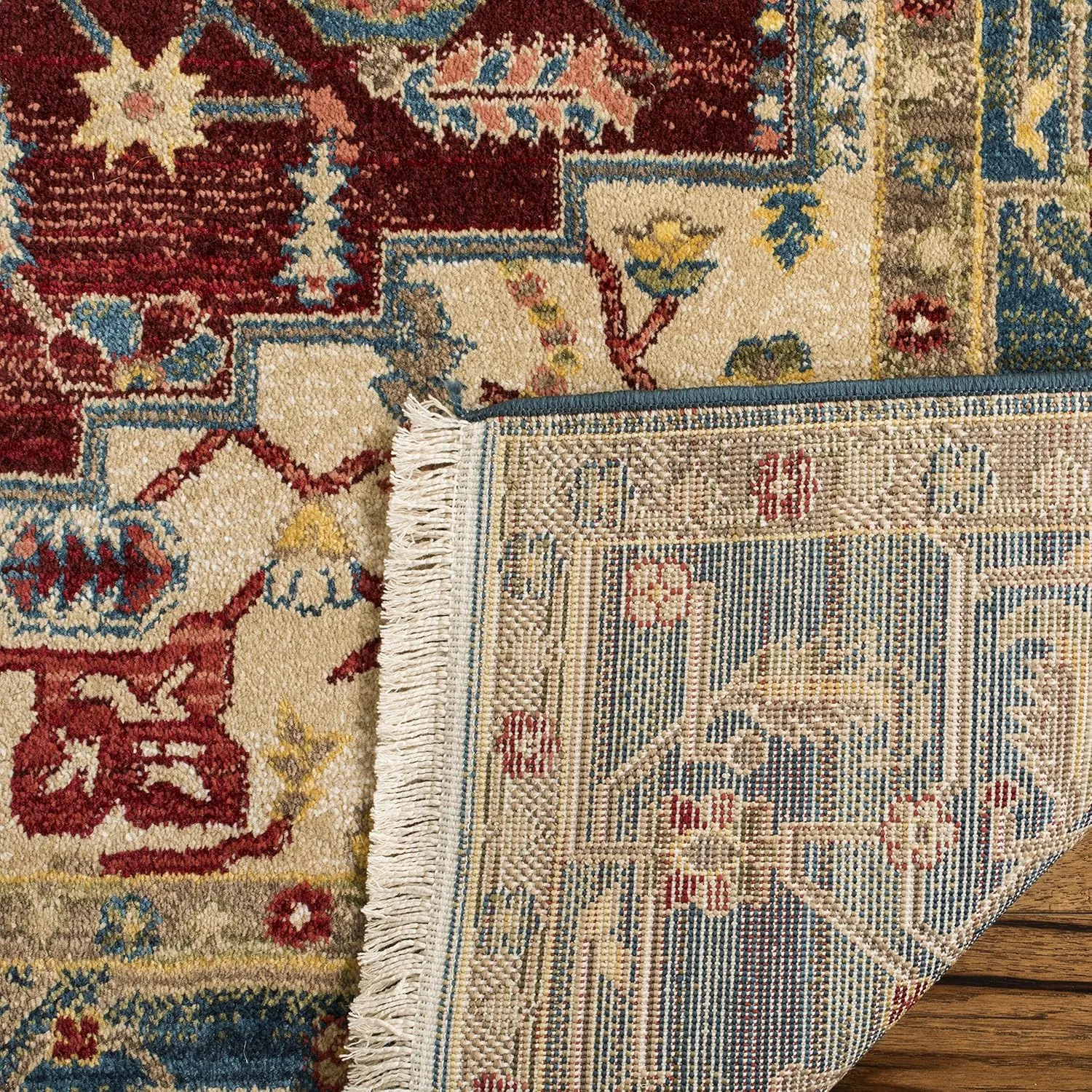SAFAVIEH Kashan Collection Runner Rug - 2'6" x 8', Blue & Red, Traditional Oriental Design, Non-Shedding & Easy Care, Ideal for High Traffic Areas in Living Room, Bedroom (KSN306M)