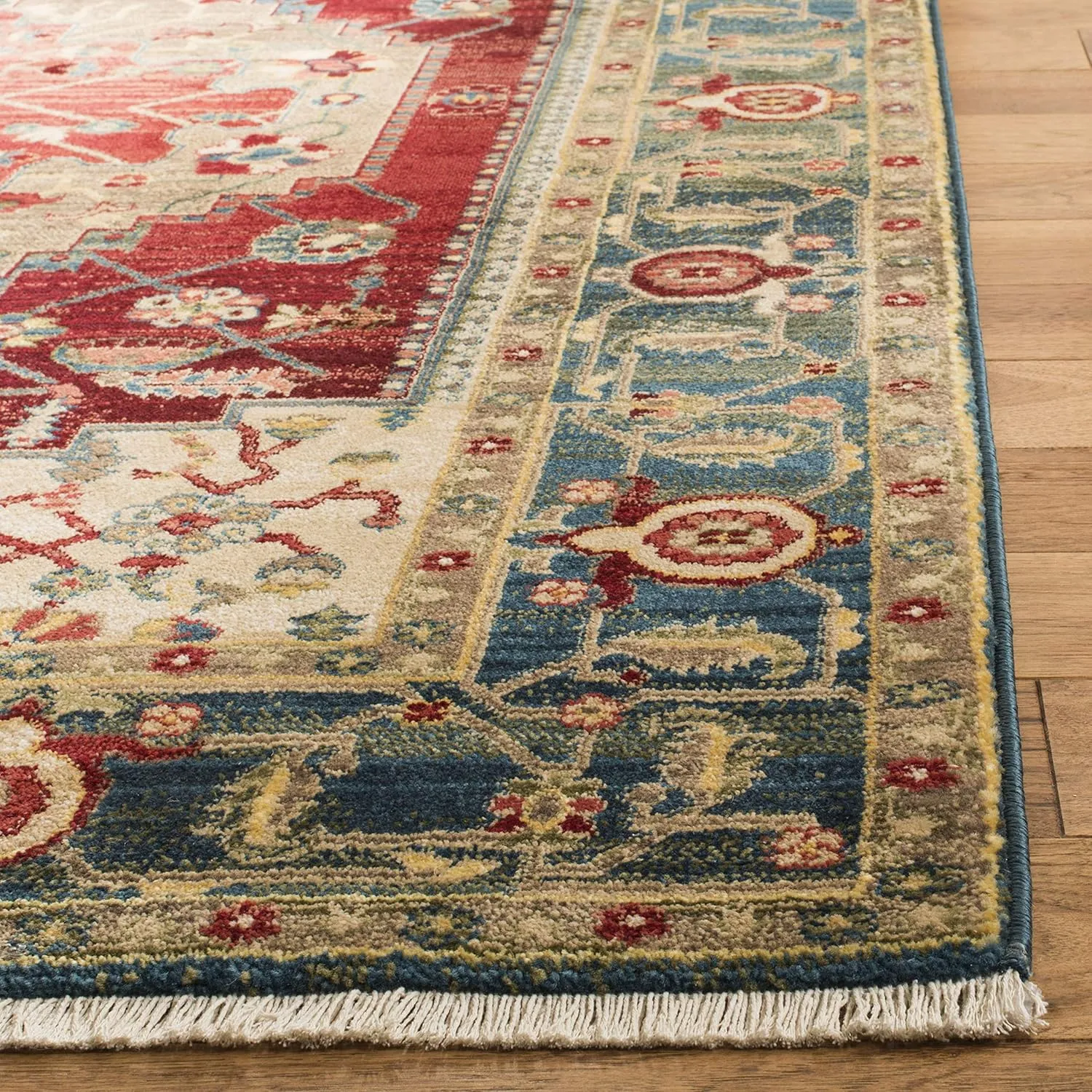 SAFAVIEH Kashan Collection Runner Rug - 2'6" x 8', Blue & Red, Traditional Oriental Design, Non-Shedding & Easy Care, Ideal for High Traffic Areas in Living Room, Bedroom (KSN306M)