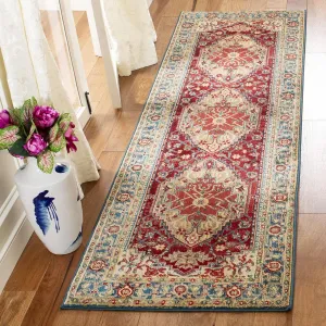 SAFAVIEH Kashan Collection Runner Rug - 2'6" x 8', Blue & Red, Traditional Oriental Design, Non-Shedding & Easy Care, Ideal for High Traffic Areas in Living Room, Bedroom (KSN306M)