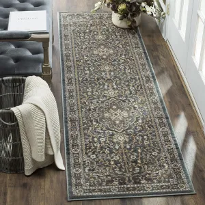 SAFAVIEH Lyndhurst Collection Area Rug - 2'3" x 6' Runner, Teal/Grey, Geometric Design, Ideal for High Traffic Areas in Living Room, Bedroom, Dining (LNH338A)
