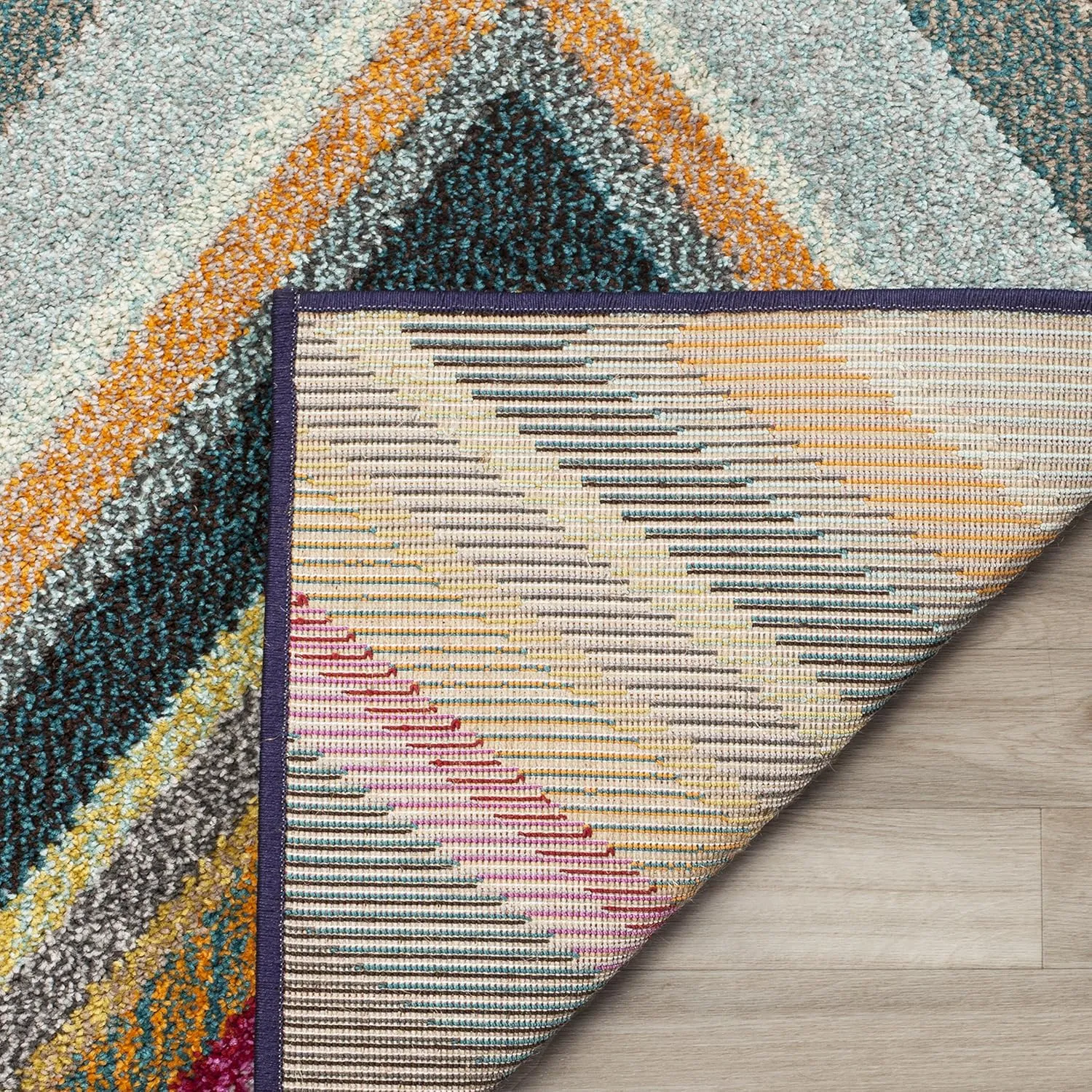 SAFAVIEH Monaco Collection 5'1" x 7'7" Multi MNC234F Boho Chevron Non-Shedding Living Room Bedroom Area Rug