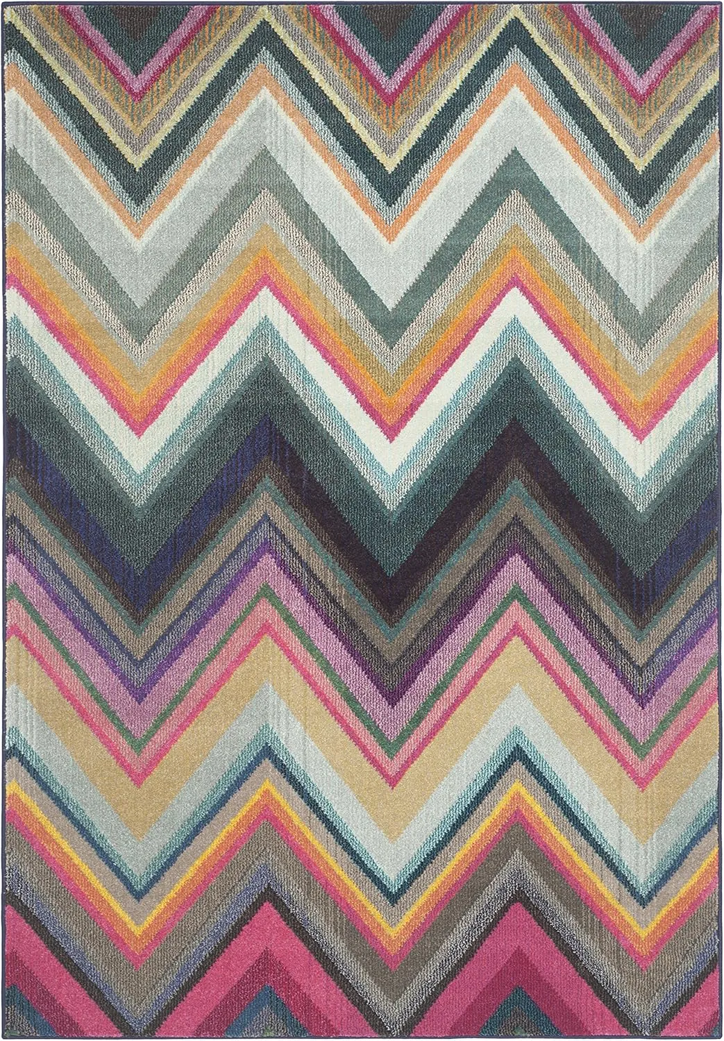 SAFAVIEH Monaco Collection 5'1" x 7'7" Multi MNC234F Boho Chevron Non-Shedding Living Room Bedroom Area Rug