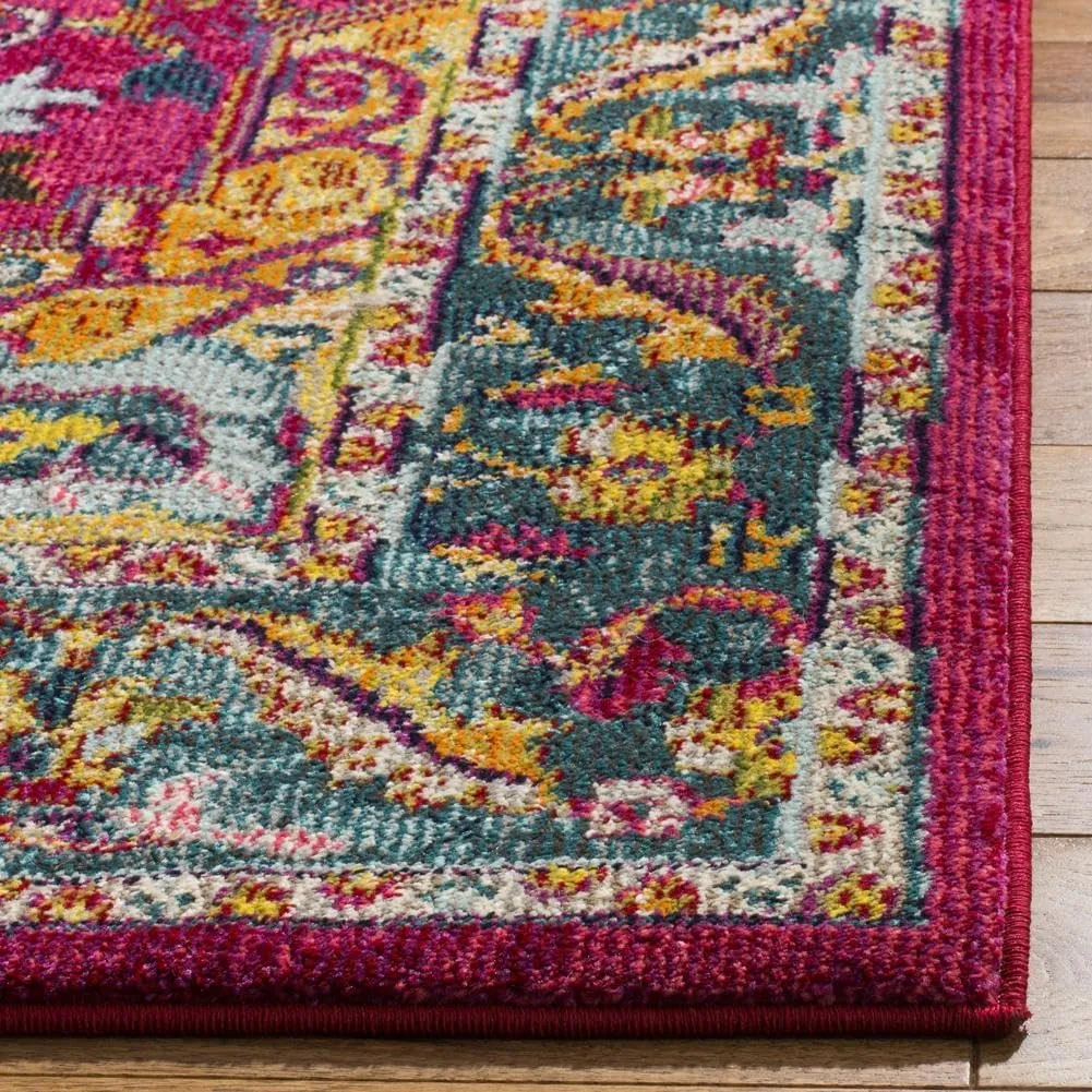 SAFAVIEH Phoenix 100 Collection Area Rug - 2'3" x 4', Fuchsia & Blue, Traditional Design, Stain Resistant, Ideal for High Traffic Areas in Living Room, Bedroom & Dining Room (PHX153R-24)