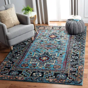 SAFAVIEH Vintage Hamadan Collection Area Rug - 5'3" x 7'6", Light Blue & Black, Traditional Oriental Design, Non-Shedding & Easy Care, Ideal for High Traffic Areas in Living Room, Bedroom (VTH211M)