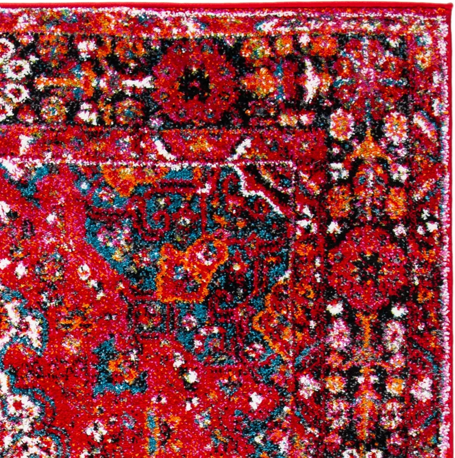 SAFAVIEH Vintage Hamadan Collection Area Rug - 6'7" x 9', Red & Multi, Oriental Traditional Persian Design, Non-Shedding & Easy Care, Ideal for High Traffic Areas in Living Room, Bedroom (VTH222A)