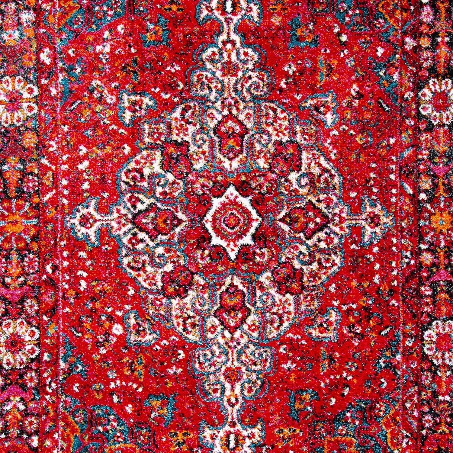 SAFAVIEH Vintage Hamadan Collection Area Rug - 6'7" x 9', Red & Multi, Oriental Traditional Persian Design, Non-Shedding & Easy Care, Ideal for High Traffic Areas in Living Room, Bedroom (VTH222A)
