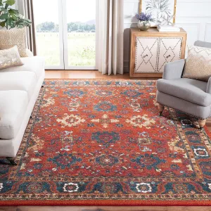 SAFAVIEH Vintage Hamadan Collection Area Rug - 8' x 10', Orange & Blue, Oriental Traditional Persian Design, Non-Shedding & Easy Care, Ideal for High Traffic Areas in Living Room, Bedroom (VTH214C)