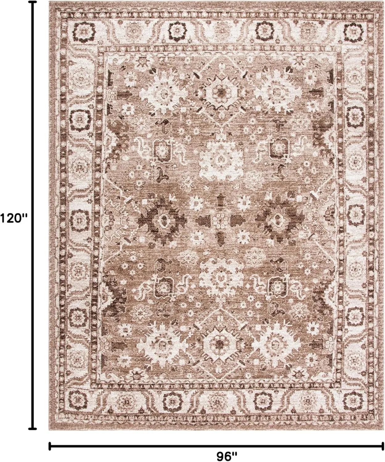 SAFAVIEH Vintage Hamadan Collection Area Rug - 8' x 10', Taupe, Oriental Traditional Persian Design, Non-Shedding & Easy Care, Ideal for High Traffic Areas in Living Room, Bedroom (VTH214T)