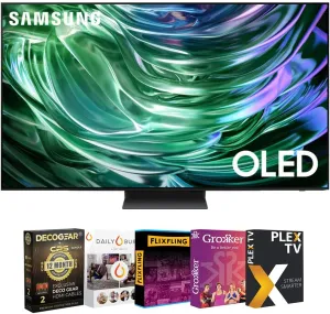 Samsung QN65S90DAFXZA 65 Inch OLED 4K Smart TV 2024 Bundle with Movie Streaming   Deco Gear 4K HDMI 2.0 Cable x2 & CPS Exclusive 12 Month Protection Pack Bundle (BEACH-CPS-262000)