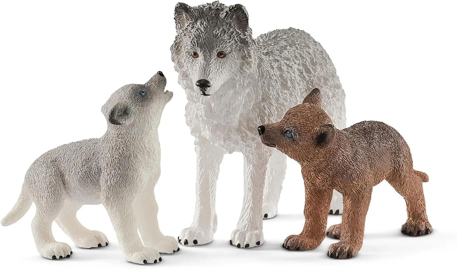 Schleich Wild Life 3pc. Mother Wolf and Baby Wolf Pups Figurine Set - Authentic and Highly Detailed Toy Set, Durable for Education and Fun Play, Perfect for Boys and Girls, Ages 3 