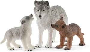 Schleich Wild Life 3pc. Mother Wolf and Baby Wolf Pups Figurine Set - Authentic and Highly Detailed Toy Set, Durable for Education and Fun Play, Perfect for Boys and Girls, Ages 3 