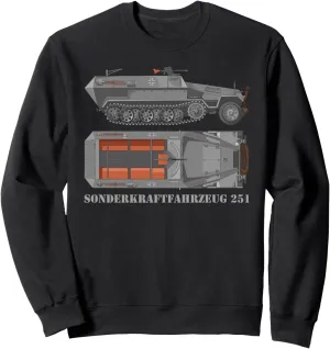 SdKfz 251 German WW2 Half-track APC Hanomags Diagram Sweatshirt
