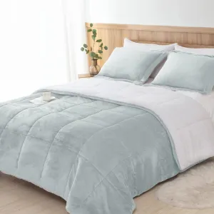 Seward Park Silver Grey Sherpa Comforter Set Full Queen Size, All Season Soft Warm Fleece Blanket, Winter Bedding Sets with 2 Pillow Shams