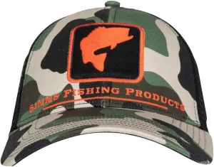 Simms Bass Icon Trucker Hat, Snapback Cap with Fish