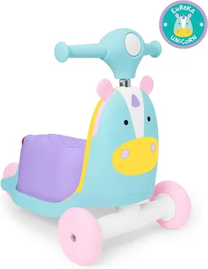 Skip Hop 3-in-1 Baby Activity Push Walker to Toddler Scooter, Zoo Unicorn
