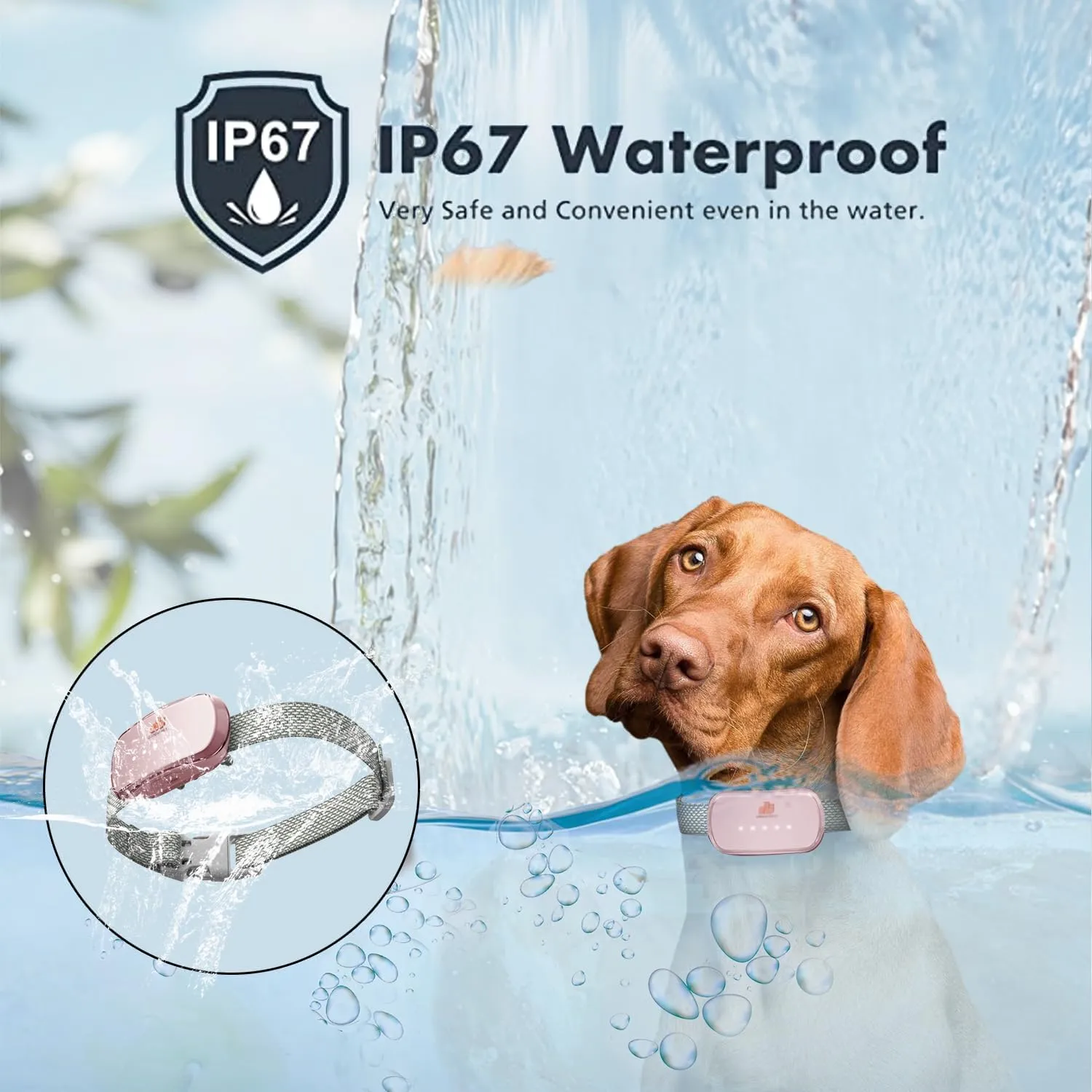 Smart Automatic Anti bark Dog Collar Intelligent Waterproof Rechargeable Barking Terminator (Pink Bark Collar)