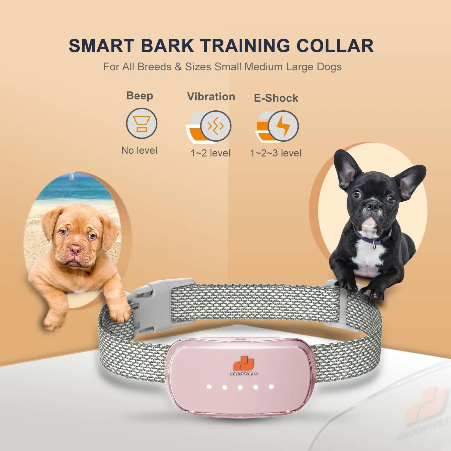 Smart Automatic Anti bark Dog Collar Intelligent Waterproof Rechargeable Barking Terminator (Pink Bark Collar)