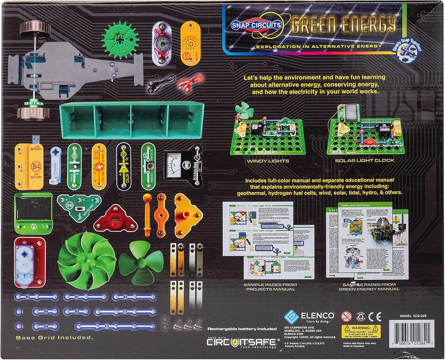 Snap Circuits Green Energy Electronics Exploration Kit | Over 125 Exciting STEM Projects | Full Color Project Manual | 45  Snap Circuits Parts | STEM Educational Toys for Kids 8 