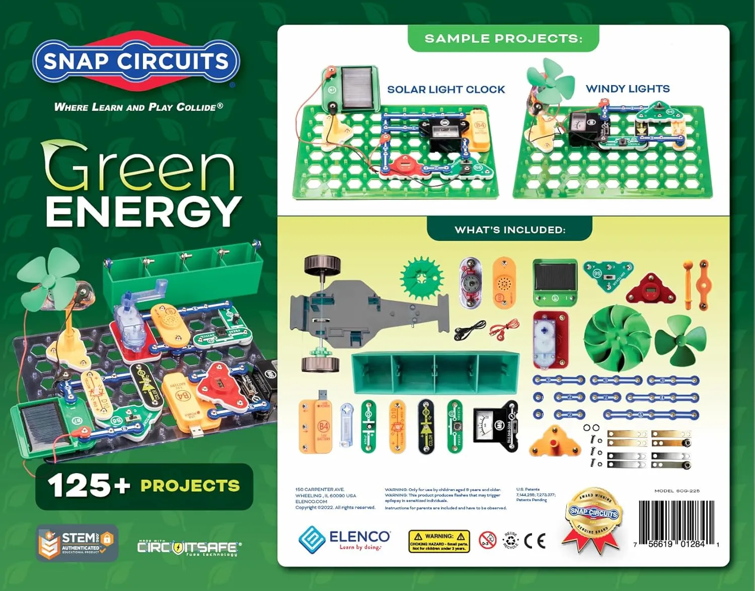 Snap Circuits Green Energy Electronics Exploration Kit | Over 125 Exciting STEM Projects | Full Color Project Manual | 45  Snap Circuits Parts | STEM Educational Toys for Kids 8 