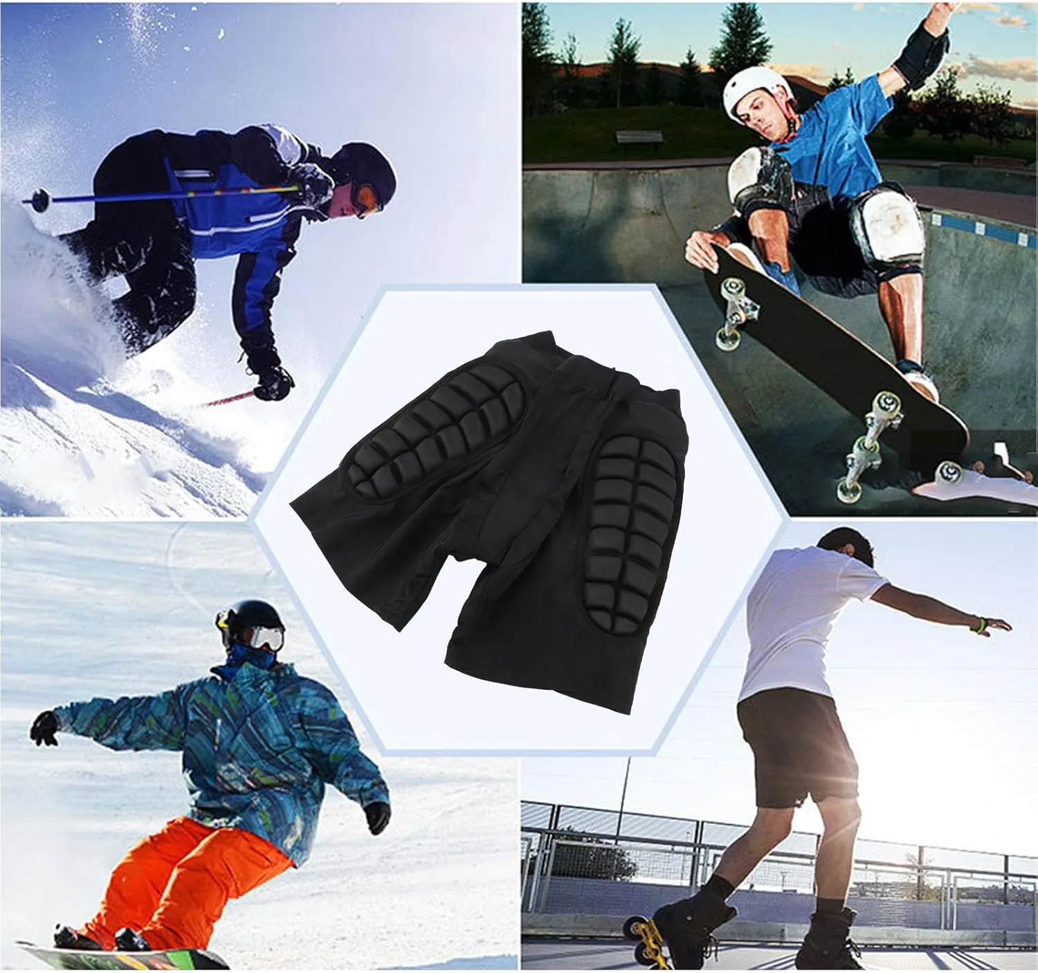 Snowboarding Pants, EVA Hip Protective Pads Butt Pad Shock Absorption Hip Protector Pants Thickened Ski Pants for Elderly Women, Crash Padded Snowboard Shorts Skateboarding
