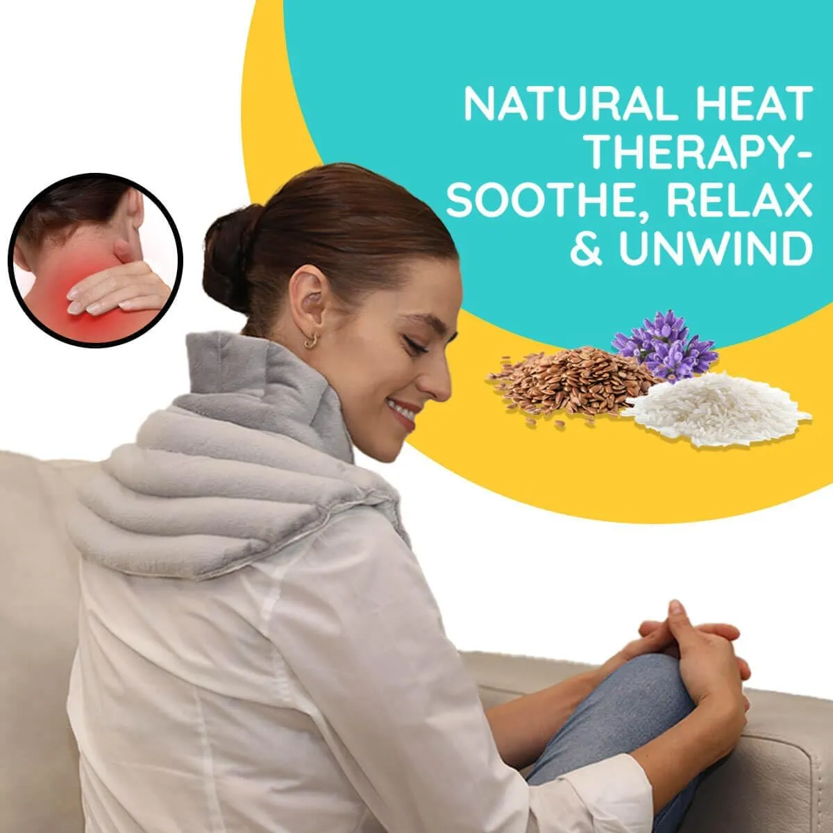 Solutions Microwavable Heating Pads - Neck & Shoulder Relaxer for Upper Back & Neck - Reusable Heating Pad & Hot Pack - 1 XL Pack - Lavender Aroma