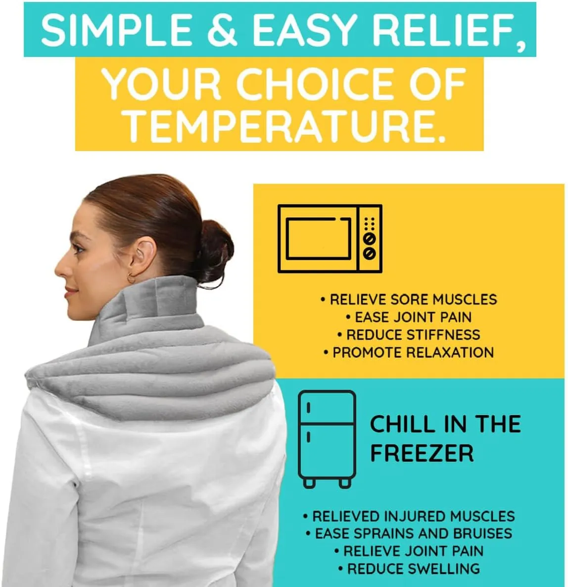 Solutions Microwavable Heating Pads - Neck & Shoulder Relaxer for Upper Back & Neck - Reusable Heating Pad & Hot Pack - 1 XL Pack - Lavender Aroma