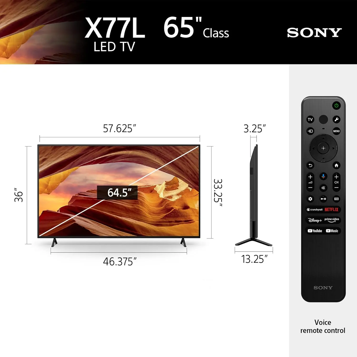 Sony 65 Inch 4K Ultra HD TV X77L Series: LED Smart Google TV KD65X77L- Latest Model, Black