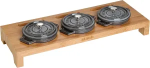 STAUB Cocotte Stand Bamboo, 1 L, Black, Cast Iron, 42 cm x 16 cm, 3 kg Max, Includes Lid
