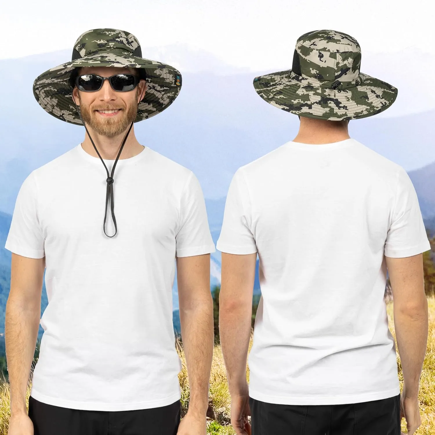 SUN CUBE Wide Brim Sun Hat Men Women, Fishing Hats Sun UV Protection, Mens Hiking Bucket Hat Safari Beach Boonie, UPF 50 
