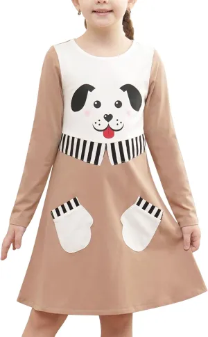 Sunny Fashion Girls Dress Colorful Daisy Flower Rainbow Long Sleeve Cotton