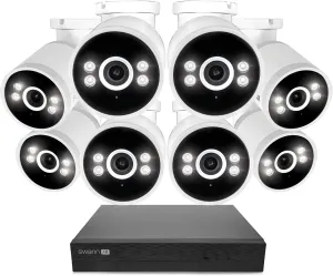 Swann AdvancedX™ Wired NVR 4K Security Camera System, 8 Channels, 4 PoE Cameras Outdoor, 1TB HDD Storage, Color Night Vision, Smart AI Video Analytics/Alerts, Advanced Motion Detection, 24/7 Recording