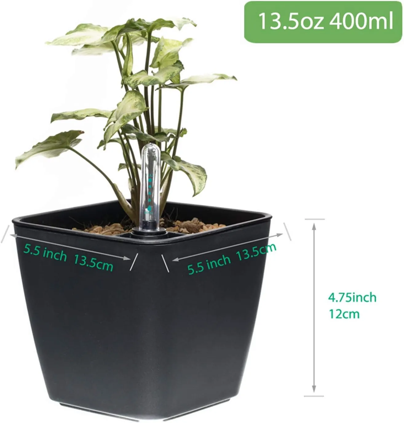 T4U 5.5 Inch Self Watering Plastic Planter with Water Level Indicator Pack of 6 - Grey, Modern Decorative Planter Flower Pot for House Plants, Herbs, Aloe, African Violets, Succulents and More