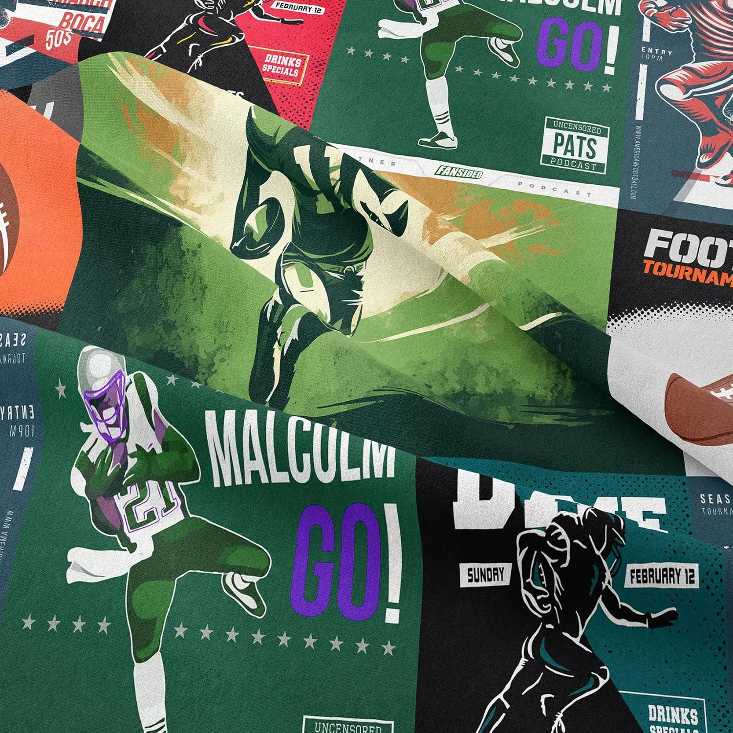 Tailor Shop Football Comforter Set, Full Size, Sports Bedding for Boys with 2 Pillowcases