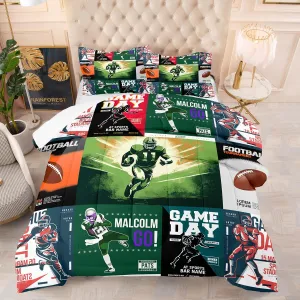 Tailor Shop Football Comforter Set, Full Size, Sports Bedding for Boys with 2 Pillowcases