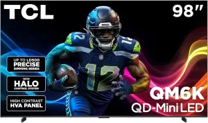 TCL 98-Inch QM6K QLED 4K Smart QD-Mini LED TV with Google TV (98QM6K, 2025 Model) Dolby Vision IQ, Dolby Atmos, HDR, Game Accelerator up to 288Hz, Voice Remote, Works with Alexa, Streaming Television