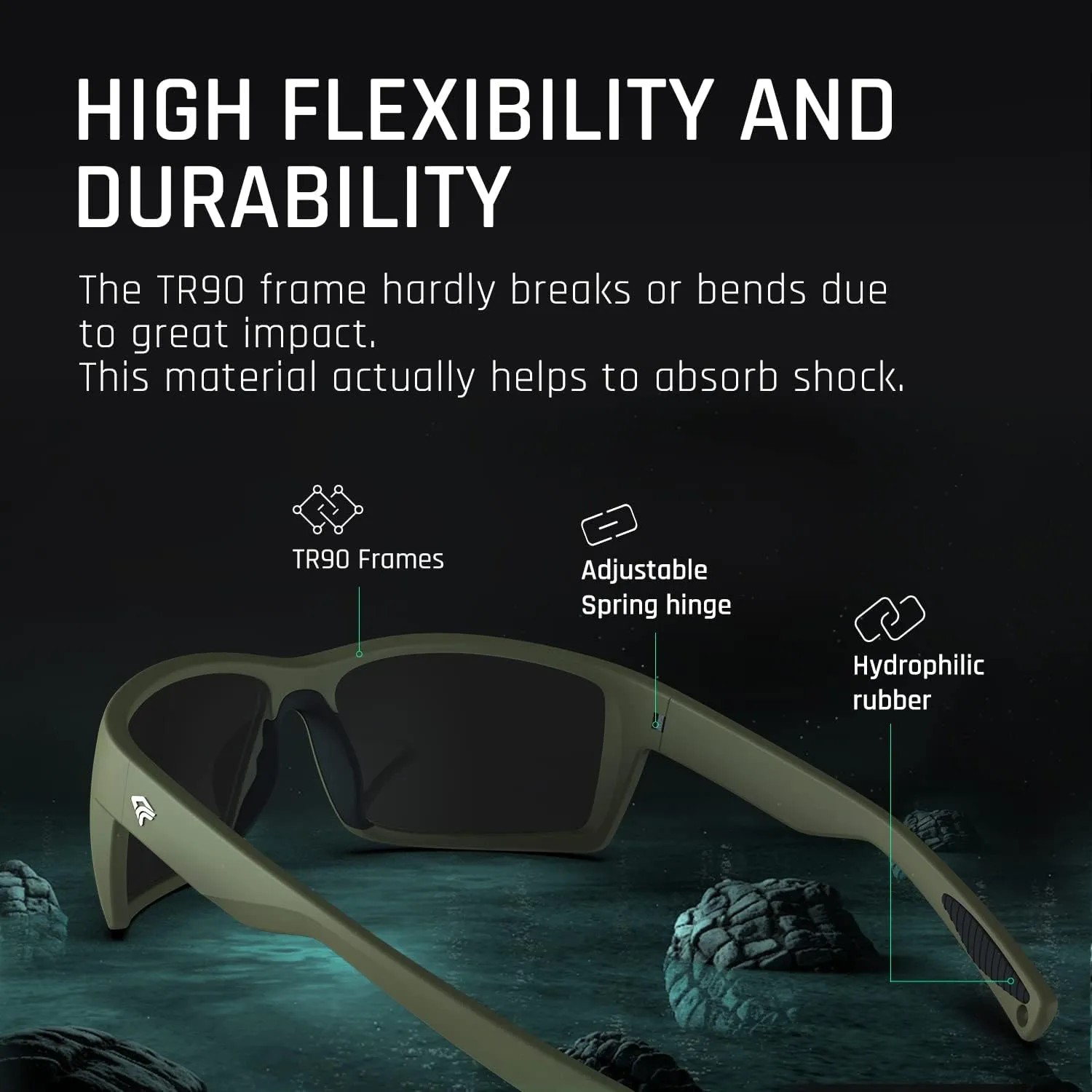 TOREGE Sports Polarized Sunglasses for Men Women Flexible Frame Cycling Running Driving Fishing Mountaineering TR24