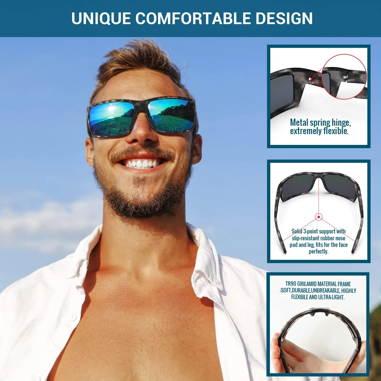 TOREGE Sports Polarized Sunglasses for Men Women Flexible Frame Cycling Running Driving Fishing Mountaineering TR24