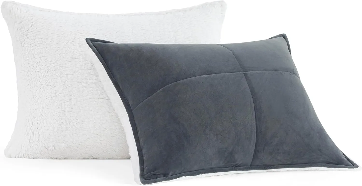 UGG Blissful Comforter Set with 2 Pillow Shams Reversible White Comforter Plush Fluffy Warm Bed Set Premium Hypoallergenic Down Alternative Bedding Breathable, King/California King, Blue Imperial