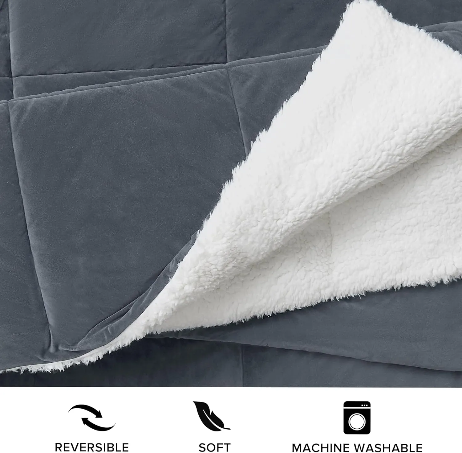 UGG Blissful Comforter Set with 2 Pillow Shams Reversible White Comforter Plush Fluffy Warm Bed Set Premium Hypoallergenic Down Alternative Bedding Breathable, King/California King, Blue Imperial