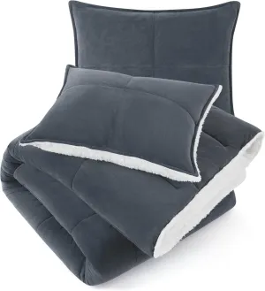UGG Blissful Comforter Set with 2 Pillow Shams Reversible White Comforter Plush Fluffy Warm Bed Set Premium Hypoallergenic Down Alternative Bedding Breathable, King/California King, Blue Imperial