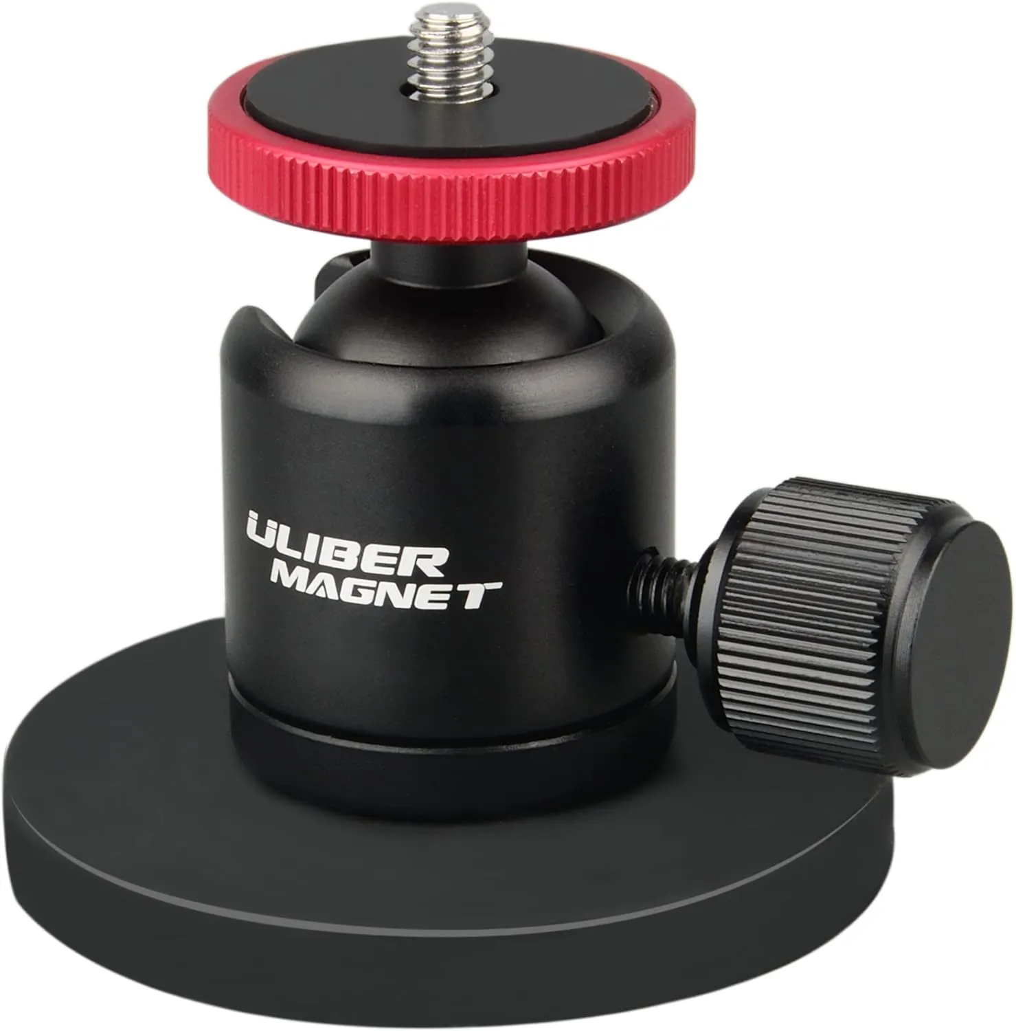 ULIBERMAGNET 60lb Magnetic Camera Mount with Mini Ball Head, Super Strong Rubber Coated Neodymium Magnet with 1/4''-20 Male Thread Stud for Security Camera