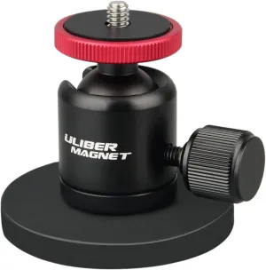 ULIBERMAGNET 60lb Magnetic Camera Mount with Mini Ball Head, Super Strong Rubber Coated Neodymium Magnet with 1/4''-20 Male Thread Stud for Security Camera