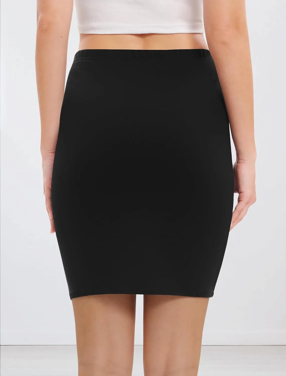 Urban CoCo Women's Basic Mini Pencil Skirt Slit High Waist Bodycon Stretch Short Wrap Skirt