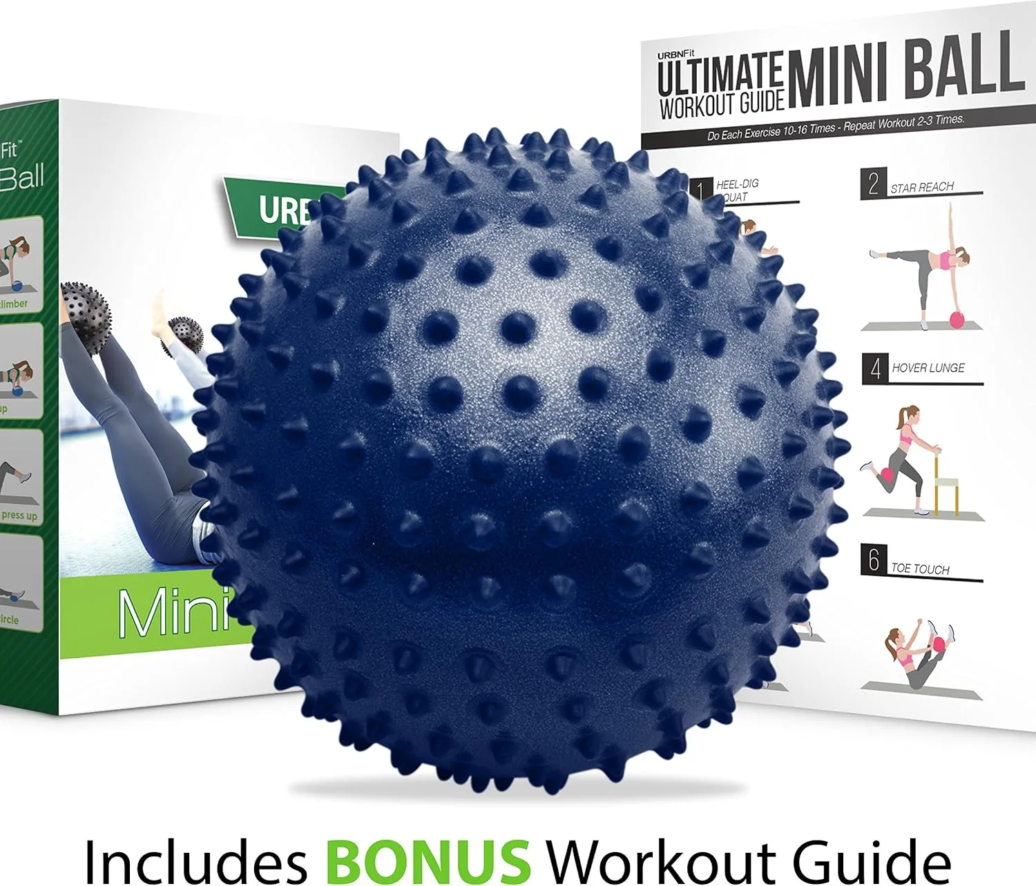 URBNFit Small Exercise Ball - 9-inch Mini Pilates Ball with Fitness Guide for Yoga, Barre, Physical Therapy, Stretching & Core Stability Workout