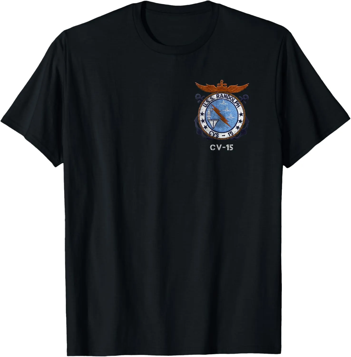 USS Randolph CV-15 Logo American Flag Aircraft Carrier Papa T-Shirt